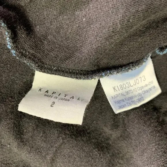 KAPITAL Size M Blue Black Triangle Cotton Two Pockets Jacket
